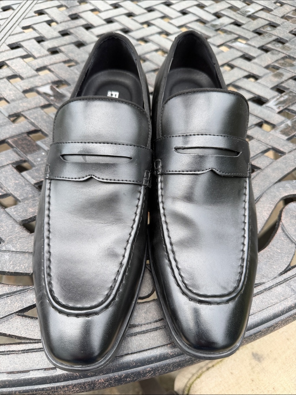 Gordon Rush Black Leather Penny Loafers - Sleek Slip-On Dress Shoes